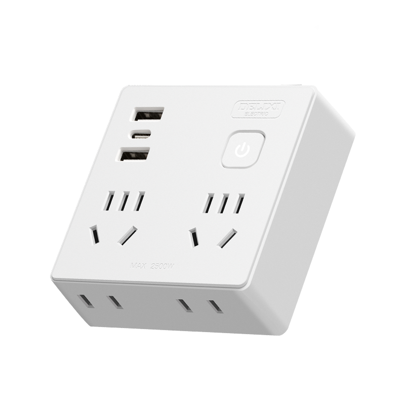 德力西电气Z-B86型总控一转四USB快充插座 无线款CD98Z-BK2X2Z2A1C/86 20W 白色